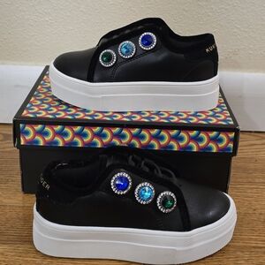 Kurt Geiger Kids Black Sneakers with Colorful Gemstones Size 6m Toddlers